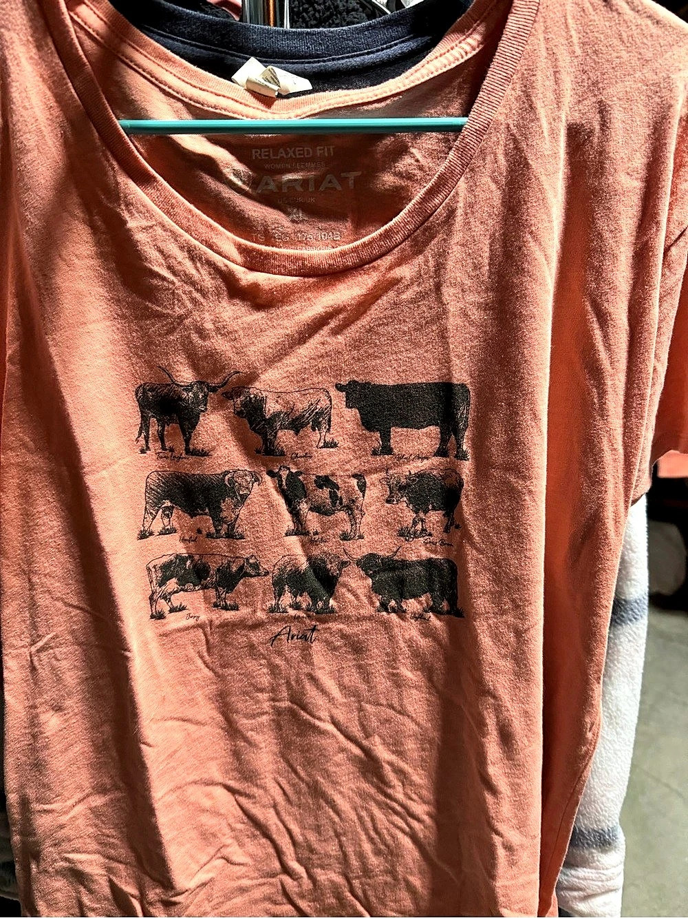 Ariat Relaxed Fit Graphic Long Sleeve Tee Orange & Black XL